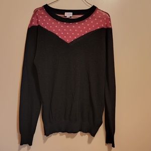 Lularoe Polka Dot Neck Long Sleeve Sweater M